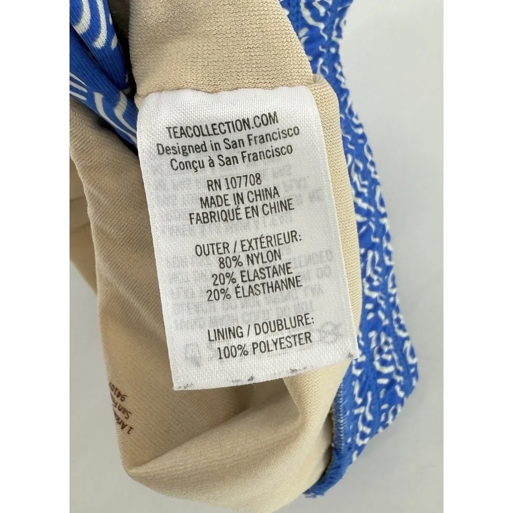 Tea Collection Geometric Blue &‎ White Swim Bottoms Size 2